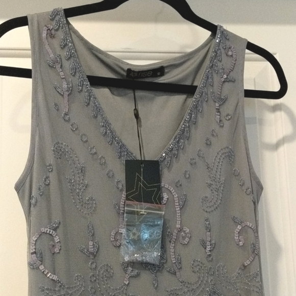 Grey Beaded Shift Dress - Picture 3 of 5